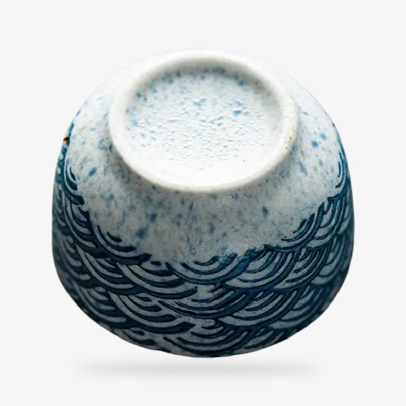 this Japanese Glass of sake with a traditional Japanese design, ideal for enjoying authentic Japanese sake in style. The ceramic glass is made with ceramic and seigaiha pattern