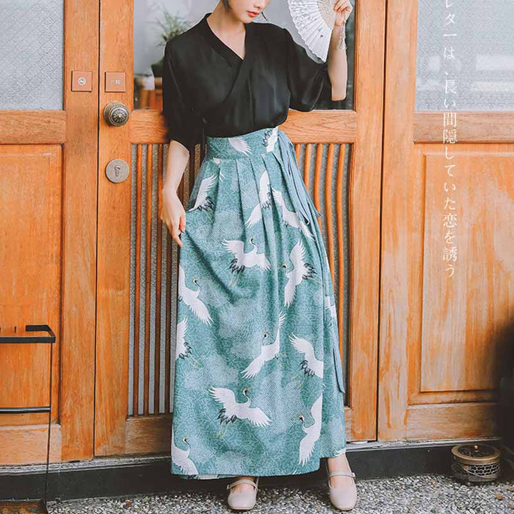 Original kimono wrap skirt グリーン　タイトスカート mimigrant タイトスカート マキシ丈 無地 sk022-01 ツイル