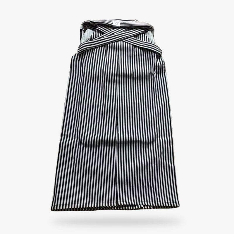 Hakama with stripes pattern showcasing traditional vertical lines, typical of classic Japanese kimono outfit for men