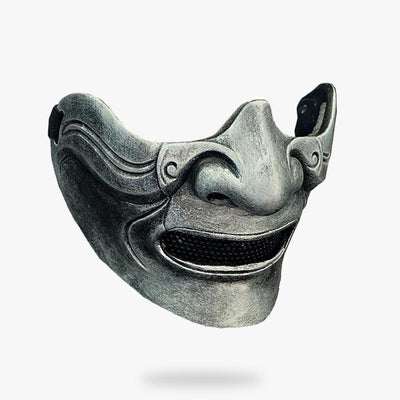 This half face japanese samurai mask is a demon Oni face; the Yurei ghost!
