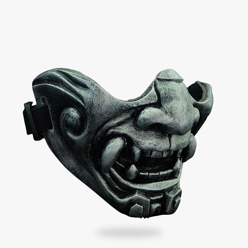 the half face mask samurai is a japanese oni mask worn by japanese warrior
