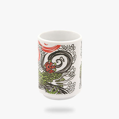 These hand-painted Japanese tea cups showcase a stunning dragon motif, capturing the elegance and mystique of Japanese folklore.