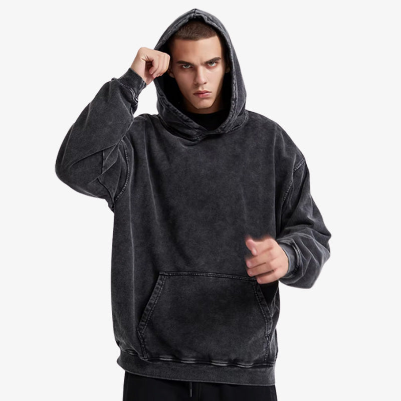 a man is dressed with a Harajuku Lovers hoodie featuring oversized fit and minimalist graphics, perfect for expressing bold and trendy Japanese streetwear style.