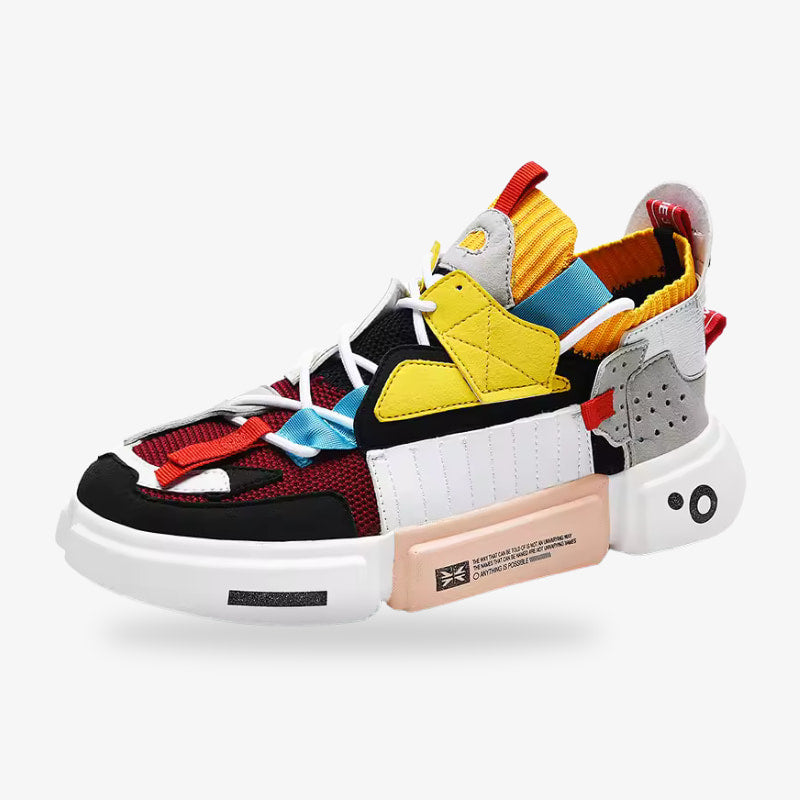 Those colorful Japanese sneakers are Harajuku shoes with unique and multicolor designs, capturing the eclectic and vibrant spirit of Tokyo’s iconic street fashion scene.