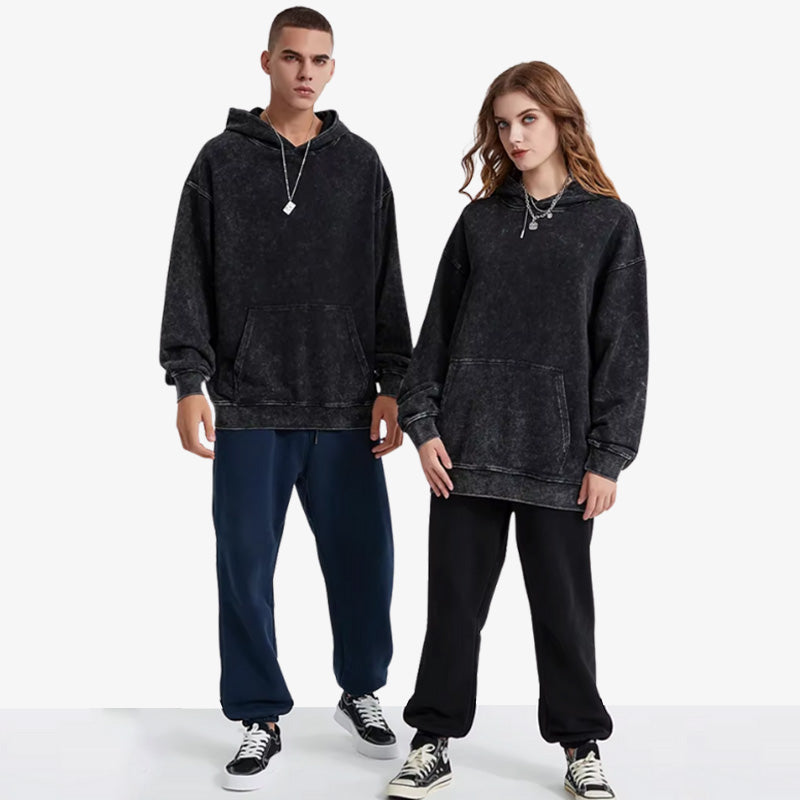 a man and a woman are dressed with harajuku tokyo hoodies. They wear japanese streetwear clothes