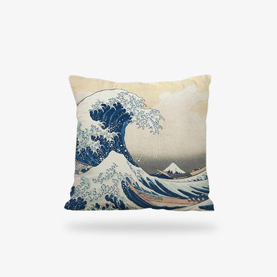 The Hokusai cushion cover features the iconic wave design, paying homage to one of Japan's most famous artists