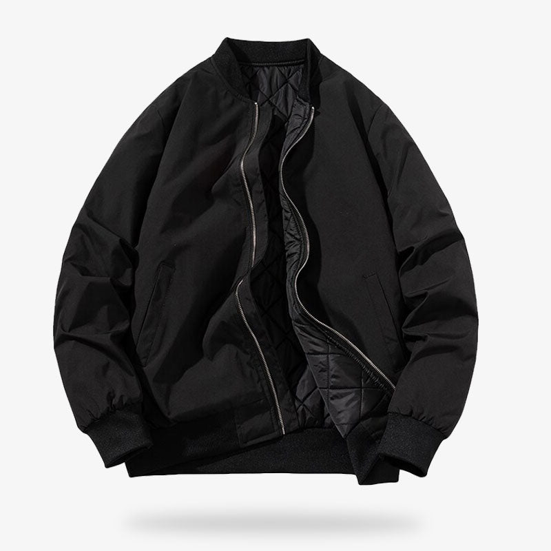 this black jacket is a sukajan bomber jacket with long mcnahes and a zipper fastening