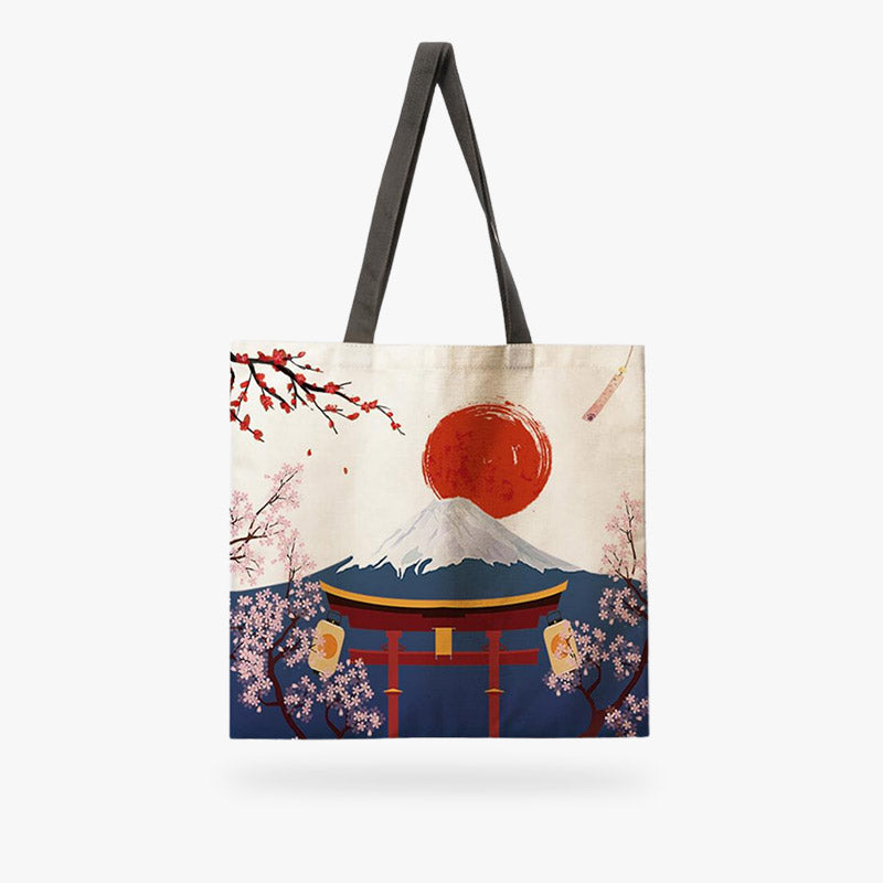 Our Japan Tote Bag is a versatile accessory, adorned with beautiful prints that celebrate the rich heritage and scenic landscapes of Japan