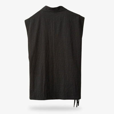 A japan vintage t- shirt made with linen and coton fabric. Black Japanese Shirt sleeveless
