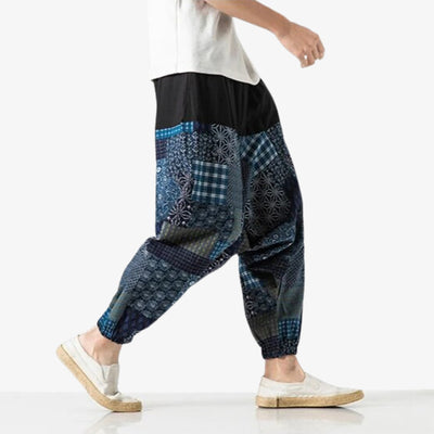 For a unique style, buy a pair of Japanese casual pants. Fabric is cotton and japanese pants is printed with traditional geometric pattern named Wagara in Japanese culture