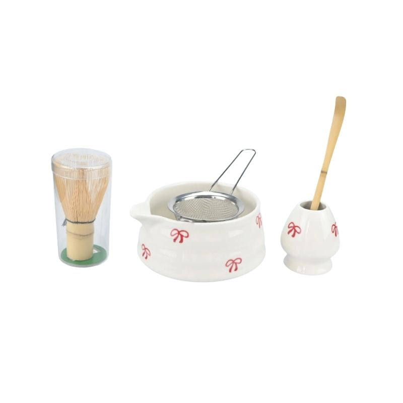 a tea set in ceramic to prepare traditional japanese matcha