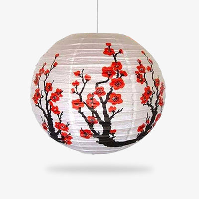 The Japanese cherry lamp is a beautiful Chochin paper lantern, adorned with cherry blossom motifs, adding elegance to any setting.