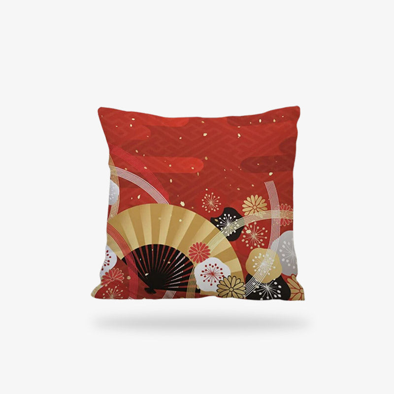 The Japanese Christmas cushion cover blends festive elements with traditional Japanese motifs, creating a unique holiday decor piece.