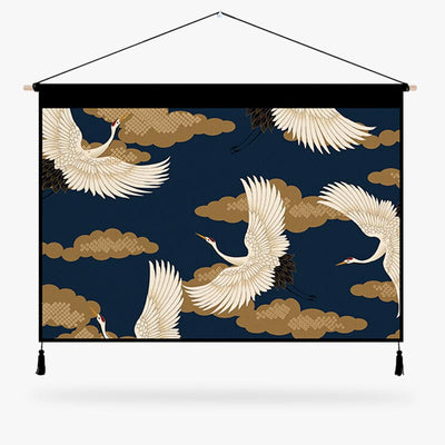 This Japanese crat art print is made with Japanese crane and cloud motifs.