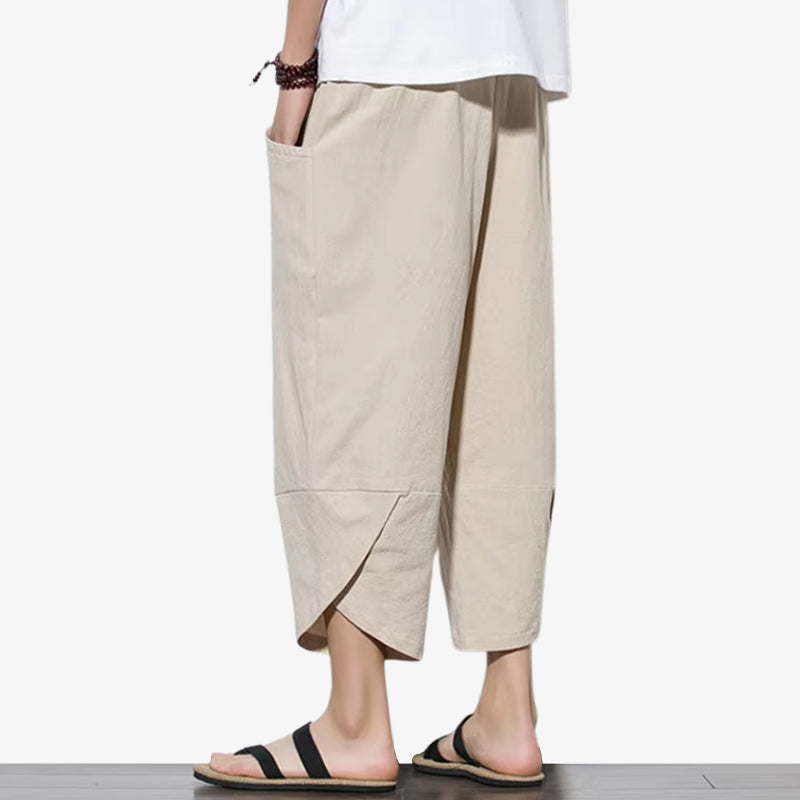 Japanese cropped pant for men blending cultural influences with contemporary casual style.