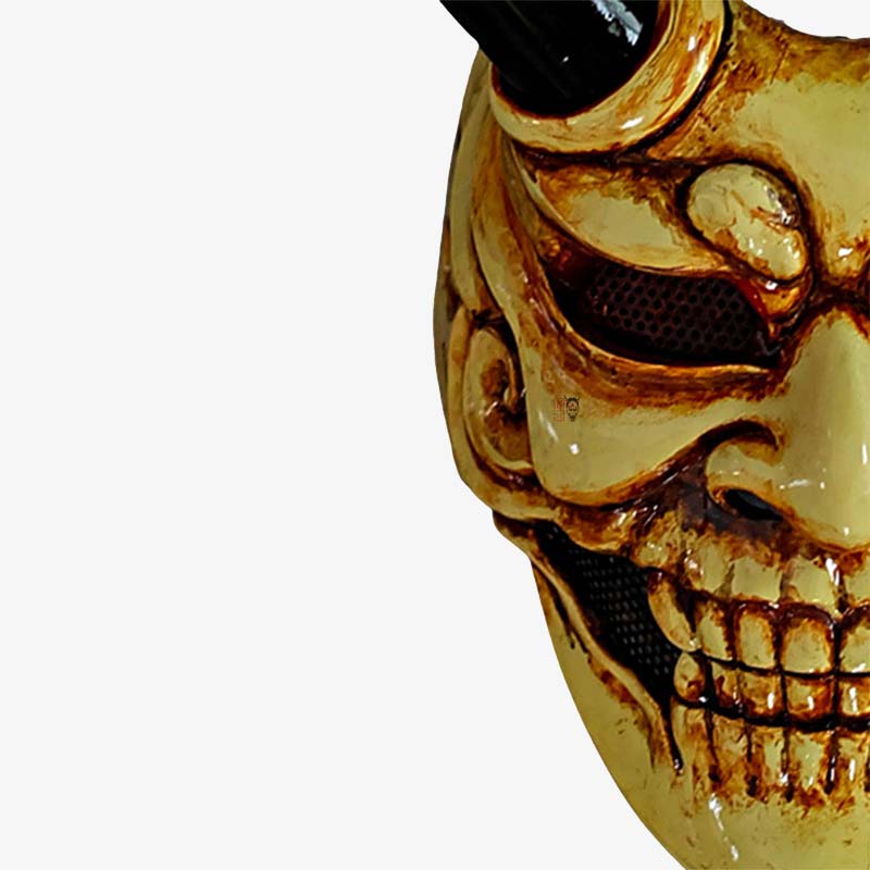 The japanese demon mask green is a Japanese monster Oni with teeths