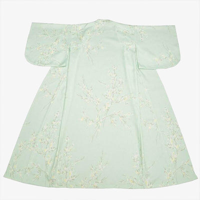 japanese dress kimono material in white with a delicate branch motif