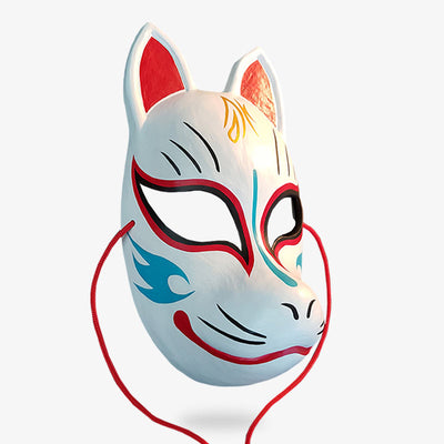 This japanese fox mask costume is handpainte with colors and white. It's a accessory cosplay for kitsune lovers