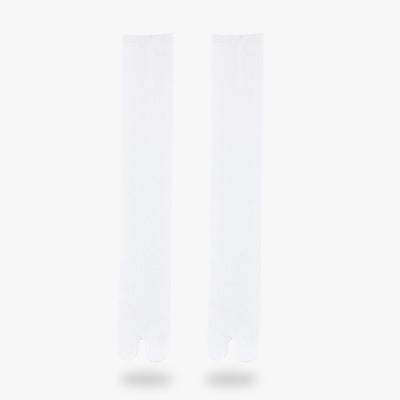 A pair of white Japanese girl long sock. Split-toe sock