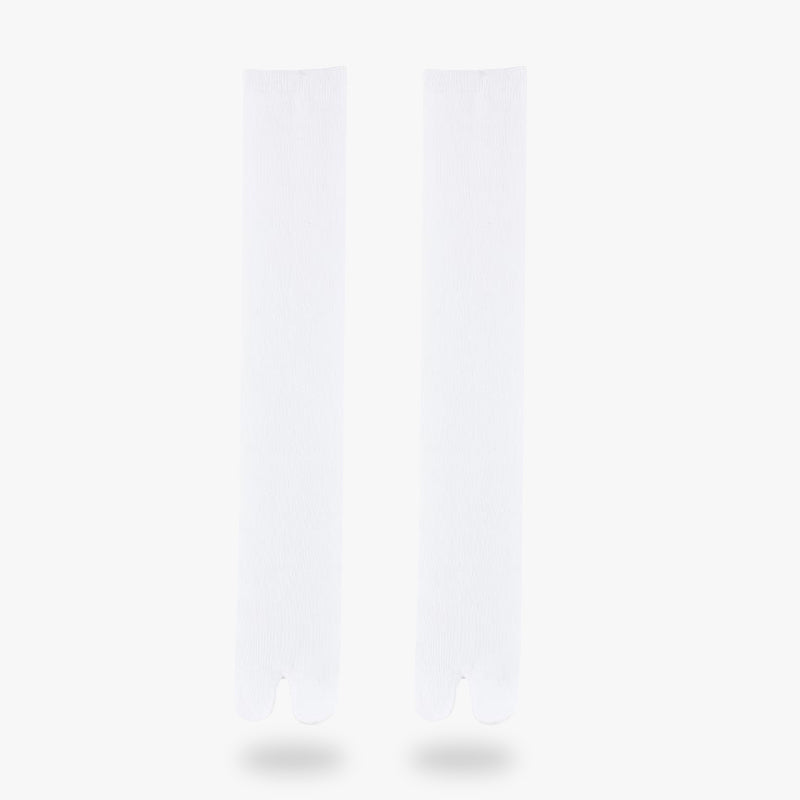 A pair of white Japanese girl long sock. Split-toe sock