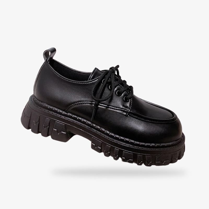 Japanese high school uniform shoes, an essential part of traditional school uniform blending style and practicality. The Japanese black shoes are made with a rubber platform and imitation leather material
