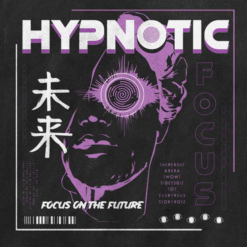 Japanese hoodie streetwear design with bold and futuristic and cyberpunk patterns. Japanese design inspired by dystopic style and kanji characters