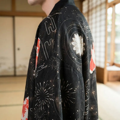 Close-up of the back embroidery of a street haori