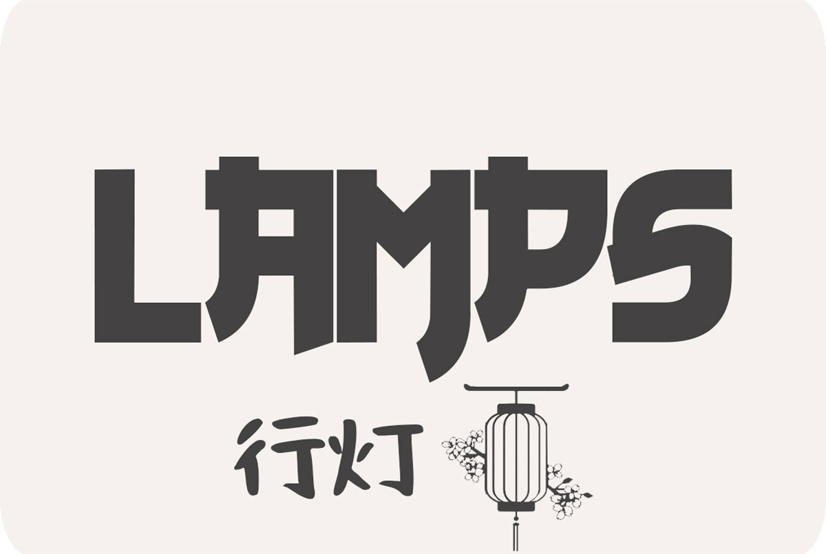 a japanese lamps products with sakura flower and a japanese Kanji