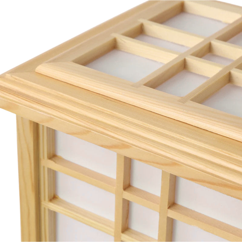 Wooden lattice design for a japanese lantern shade floor lamp​ on a white background