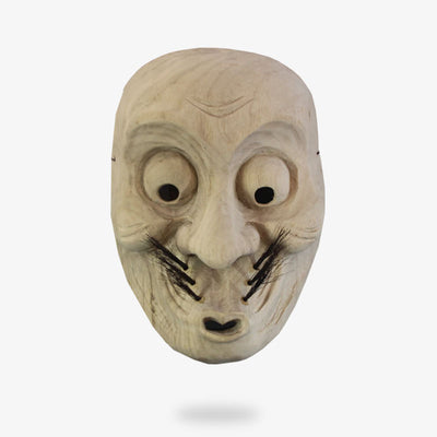 THis japanese mask usobuki is hann crafed with wood material. It a japanese noh mask representing the face of an old man