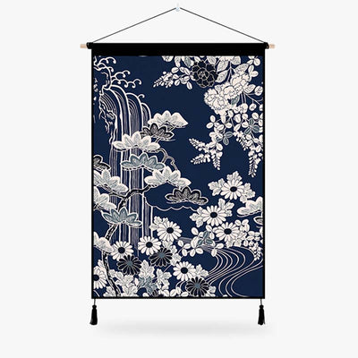 This Large Japanese painting  zen is an illustration with flowers. A wall decoration in the form of a kakemono and canva material