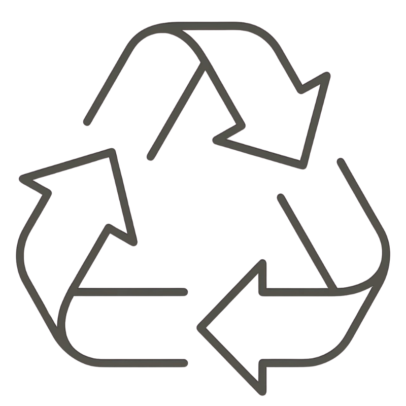 Recycling symbol with three interlocking arrows on a white of background for a 14 days garantee on a japanese store clothing brand