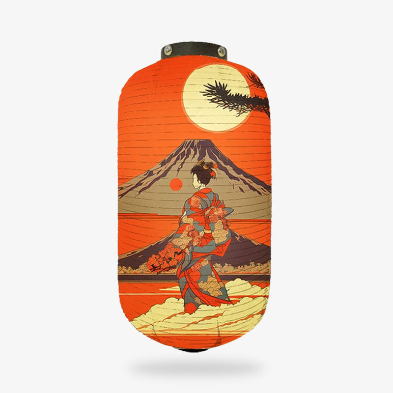 a japanese red lantern geisha made with paper washi