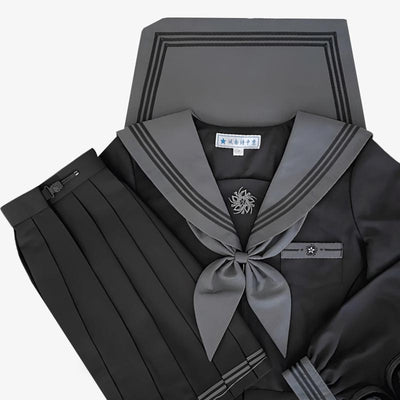 japanese sailor uniform black and grey with a ribbon