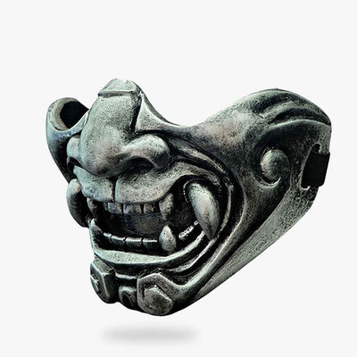 The japanese samurai half face mask is a samurai mask. The face of this handmade mask is japanese oni demon face