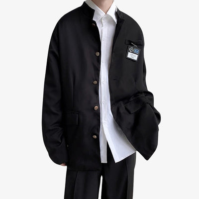 A black japanese schoolboy suspenders uniform with a white shirt