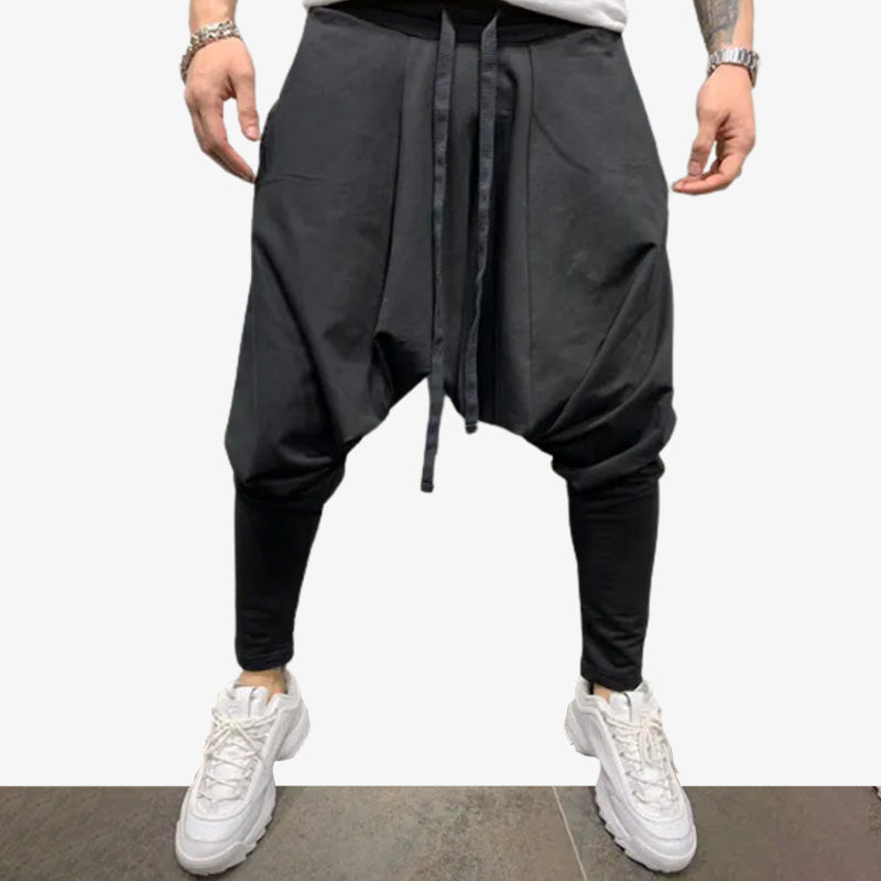 Black cotton Japanese streetwear Pant