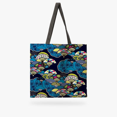 Elevate your fashion with a Japanese Style Tote Bag, designed with traditional patterns and contemporary flair for a unique, stylish accessory Japanese fans pattern printed on the japanese bag