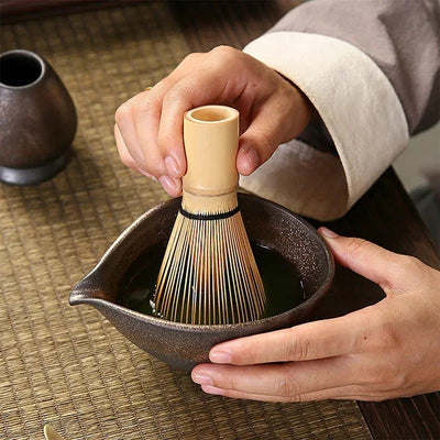 Japanese tea ceremony whisk crafted from bamboo, essential for traditional matcha rituals