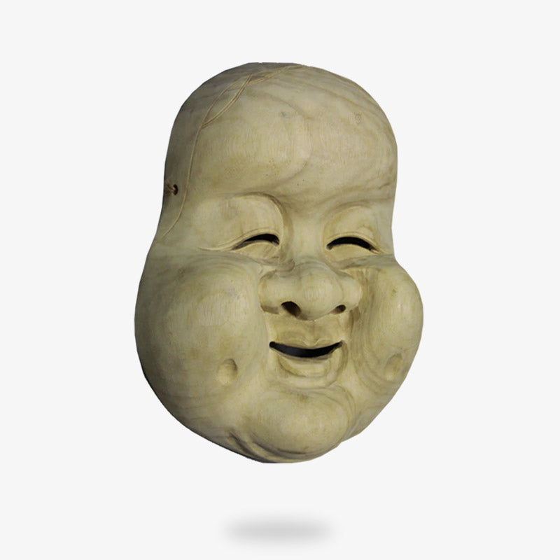 this japanese theater masks for sale is a Noh mask hand crafeted with wood. It's the face mask smililing