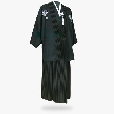 This Japanese Traditional Kimono Men is a samurai outfit with a haori jacket and hakama trousers.