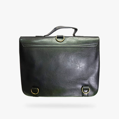 This accessory is a japanese vintage bag made with black leather. The japanese bag is black colored