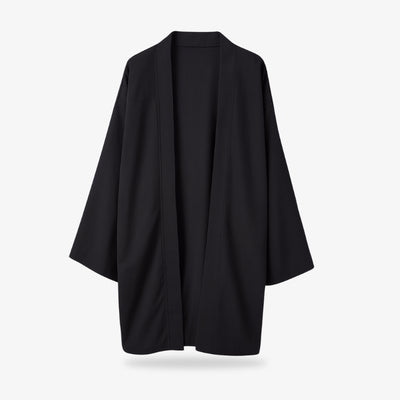 a Black japanese women kimono jacket on a white background