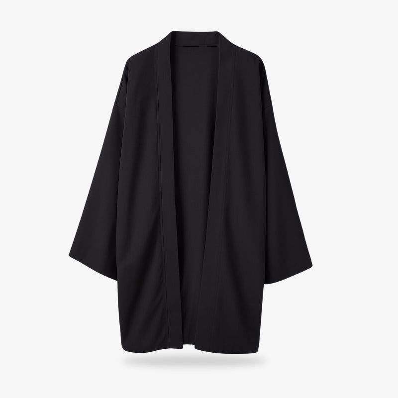 a Black japanese women kimono jacket on a white background