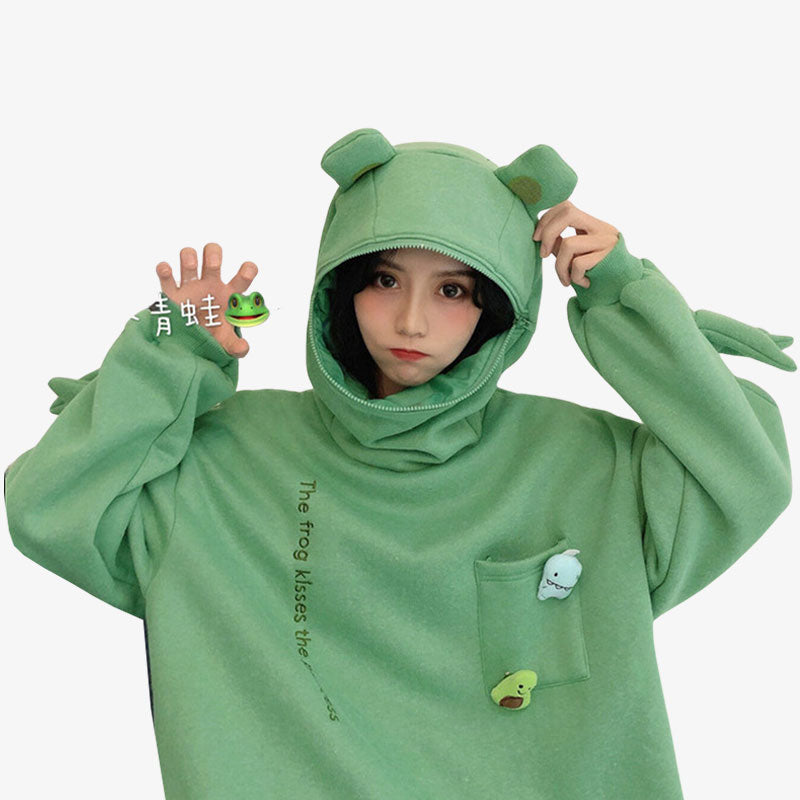 Kawaii animal hoodie made from soft material with adorable animal patterns, ideal for a playful and Japanese look