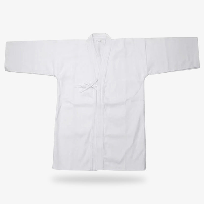 this keikogi men is white color and cotton material quality for practicing japanese martial art as Kendo, iado, aikido