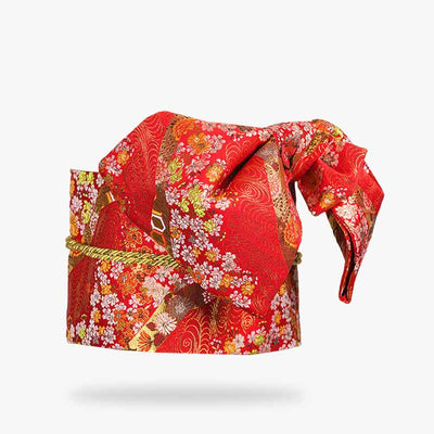 this kimono obi belt is embroidered with japanese floral pattern. The kimono belt obi is red color and quality cotton fabrics
