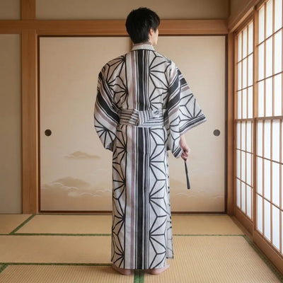 Black And White Kimono Men