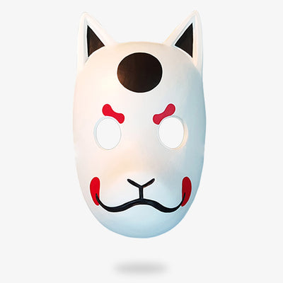 This kitsune mask japan is a japanese fox mask hand painted with white red and black color. Material used is Hard PU. This a kind of mask used for cosplay costume, or ninja home decoration style