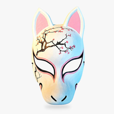 The kitsune mask traditional is a japense fox mask handpainted with sakura blossom tree 
